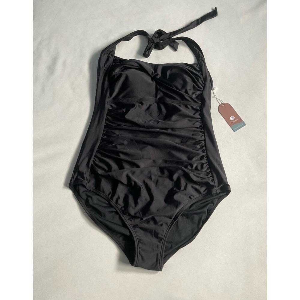 Smismivo  Large Halter Swimsuit Womens‎ Black